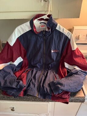VTG 90s Nike Windbreaker Lightweight Jacket Color Block Men’s L Navy Zip